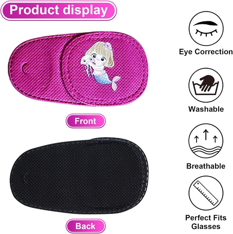 Mvwarj Eye Patches for Kids, 6 Pcs Girls Left Eye Patch for Glasses, Reusable Eye Patch for Lazy Eye Toddler Treating Amblyopia Strabismus and After Surgery (Pink Mermaid) - Image 3